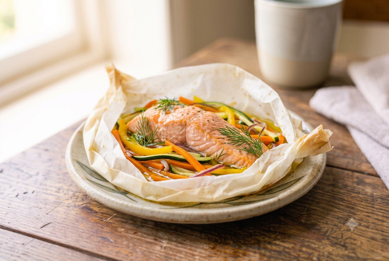 Salmon en Papillote with Vegetables